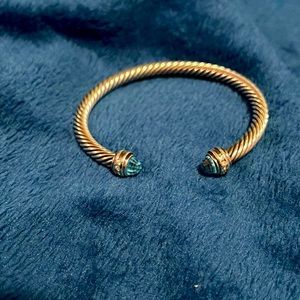 David Yurman blue topaz and Diamond classic silver bracelet